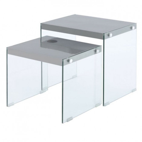 Lot de 2 Tables d'Appoint "Elementary" 46cm Gris|Table Basse|Paris Prix