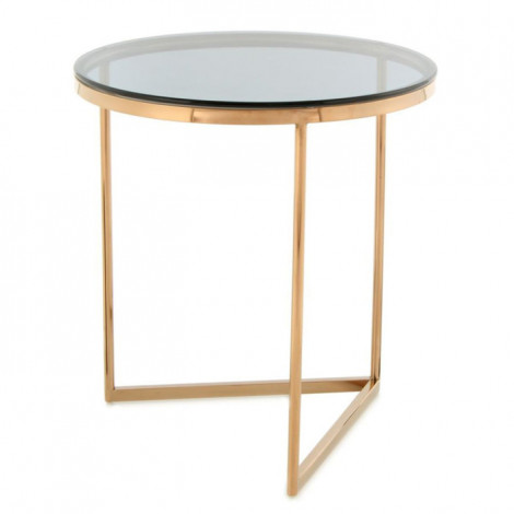 Table d'Appoint Design "Wynona" 55cm Gris & Or Rose|Table Basse|Paris Prix