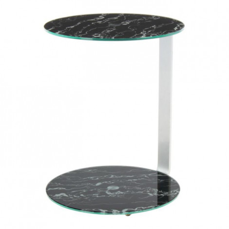 Table d'Appoint Design "Quentin" 53cm Argent & Noir|Table Basse|Paris Prix