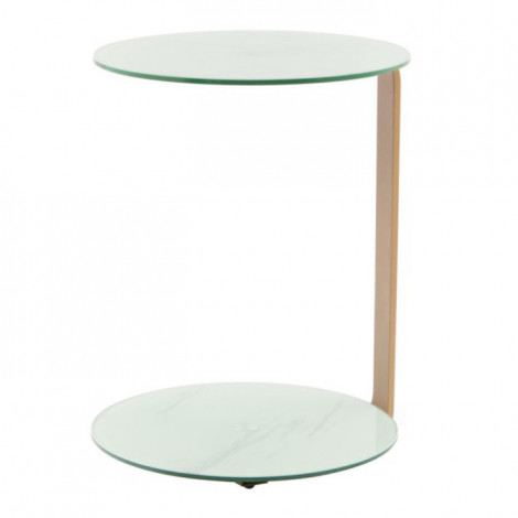 Table d'Appoint Design "Quentin" 53cm Or & Blanc|Table Basse|Paris Prix