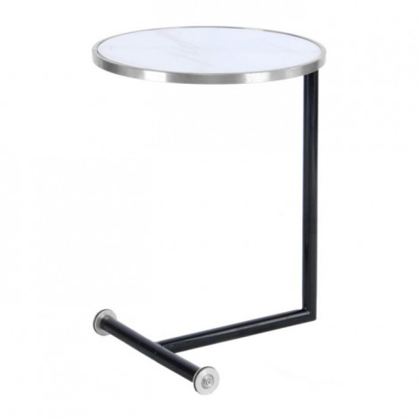 Table d'Appoint Design "Servant" 62cm Argent & Blanc|Table Basse|Paris Prix