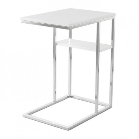 Table d'Appoint Design "Lucilla" 60cm Blanc & Argent|Table Basse|Paris Prix