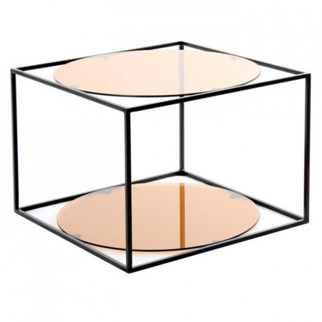 Table d'Appoint Design "Cody" 50cm Terracotta & Noir|Table Basse|Paris Prix