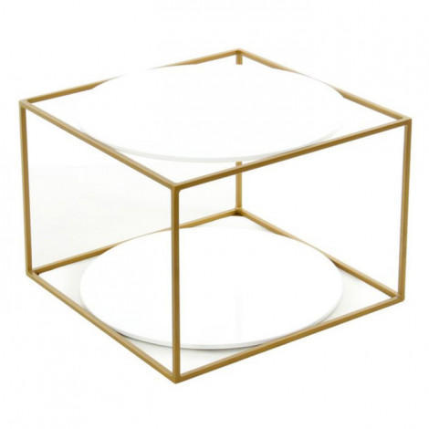 Table d'Appoint Design "Cody" 50cm Blanc & Or|Table Basse|Paris Prix