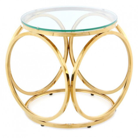 Table d'Appoint Design "Whitney" 42cm Transparent & Or|Table Basse|Paris Prix