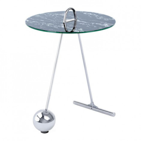 Table d'Appoint Design "Pendule" 60cm Argent & Noir|Table Basse|Paris Prix