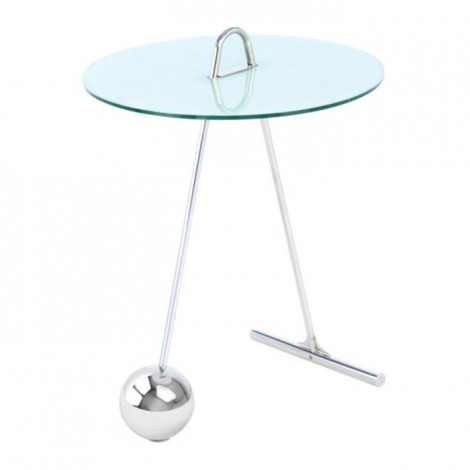 Table d'Appoint Design "Pendule" 60cm Argent & Blanc|Table Basse|Paris Prix