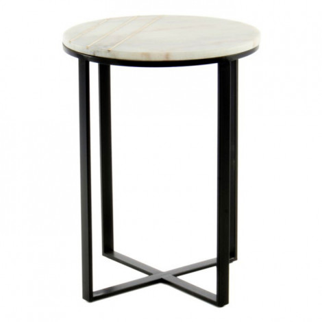Table d'Appoint en Marbre "Louis" 58cm Blanc|Table Basse|Paris Prix