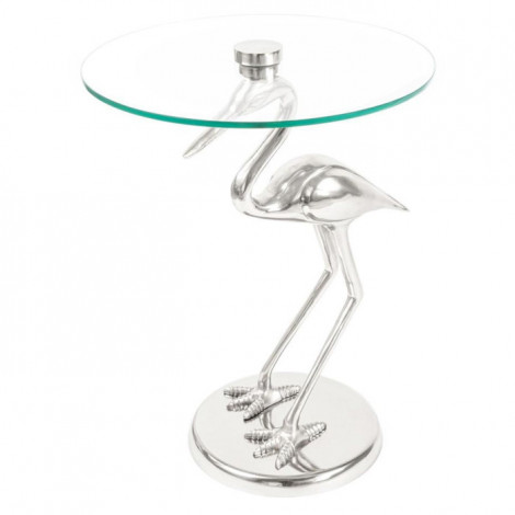 Table d'Appoint Design "Animality Oiseau" 58cm Argent|Table Basse|Paris Prix