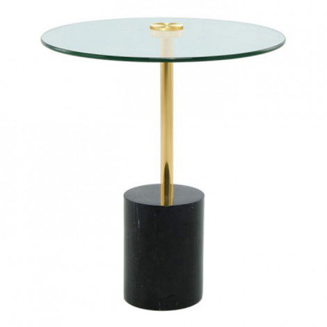 Table d'Appoint en Marbre "Rosario" 50cm Or & Noir|Table Basse|Paris Prix