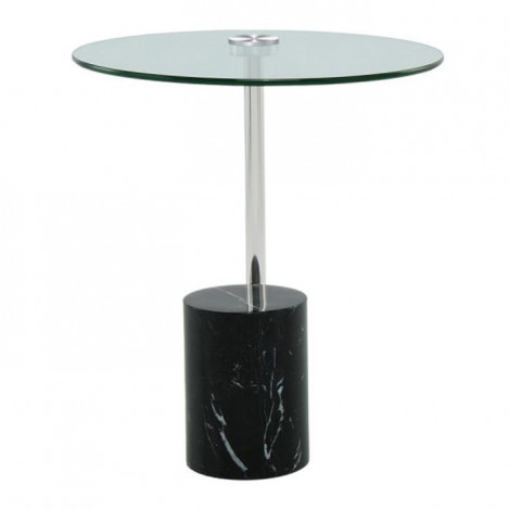 Table d'Appoint en Marbre "Rosario" 50cm Argent & Noir|Table Basse|Paris Prix