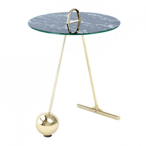 Table d'Appoint Design "Pendule" 60cm Or & Noir|Table Basse|Paris Prix