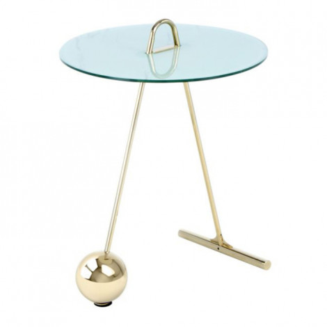 Table d'Appoint Design "Pendule" 60cm Or & Blanc|Table Basse|Paris Prix