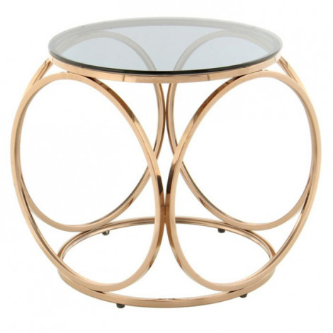 Table d'Appoint Design "Whitney" 52cm Gris & Or Rose|Table Basse|Paris Prix