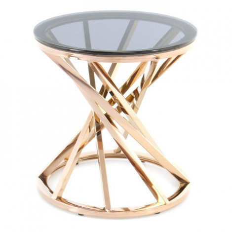 Table d'Appoint Design "Wesley" 55cm Gris & Or Rose|Table Basse|Paris Prix