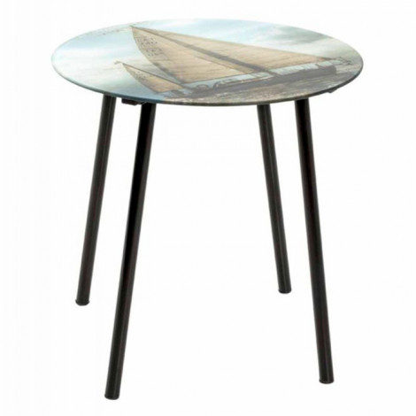 Table d'Appoint Design "Voilier" 41cm Noir & Bleu|Table Basse|Paris Prix