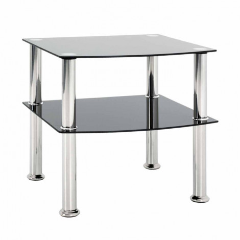 Table d'Appoint en Verre "Gaïa" 45cm Noir|Table Basse|Paris Prix
