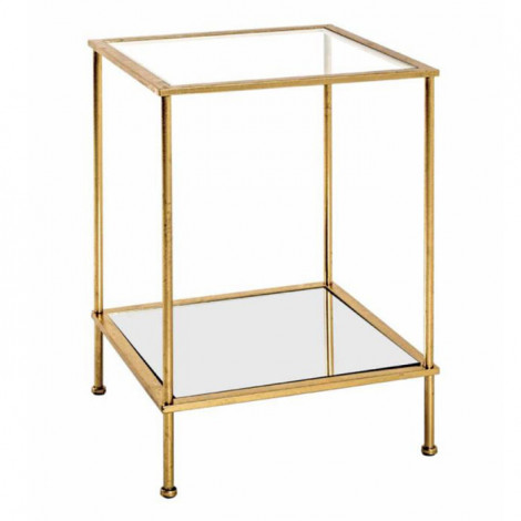 Table d'Appoint Carrée en Verre "Alizée" 55cm Or|Table Basse|Paris Prix