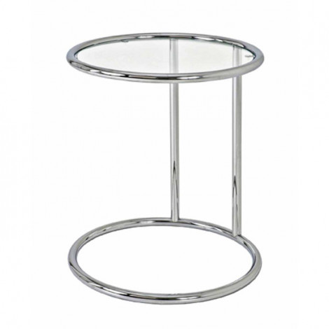 Table d'Appoint en Verre "Blaise" 55cm Argent|Table Basse|Paris Prix