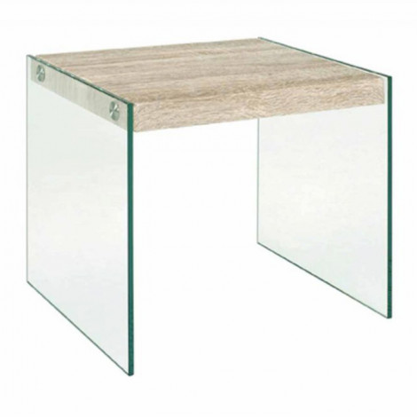 Table d'Appoint en Verre "Corvo" 40cm Chêne Clair|Table Basse|Paris Prix