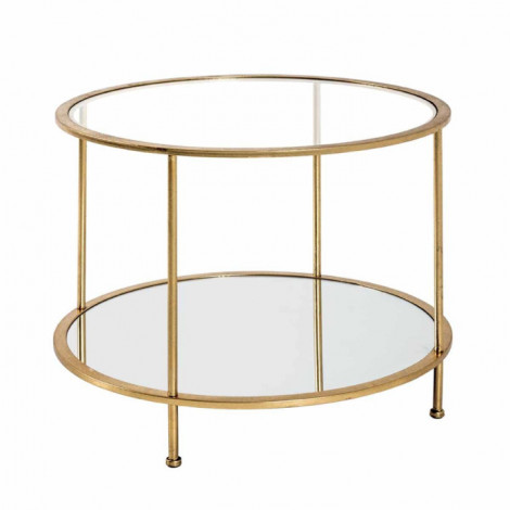 Table d'Appoint Ronde en Verre "Alizée" 60cm Or|Table Basse|Paris Prix