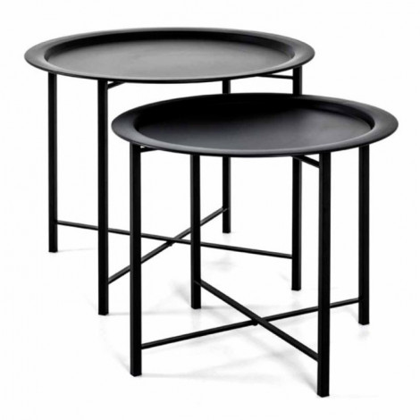 Lot de 2 Tables d'Appoint Design "Gabin" 62cm Noir|Table Basse|Paris Prix