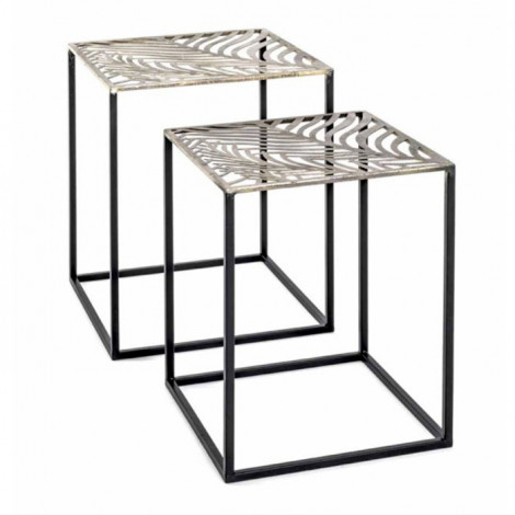 Lot de 2 Tables d'Appoint Carrées "Aglae" 50cm Bronze|Table Basse|Paris Prix