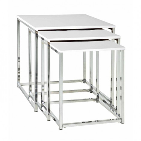 Lot de 3 Tables d'Appoint "Zélie" 42cm Blanc|Table Basse|Paris Prix