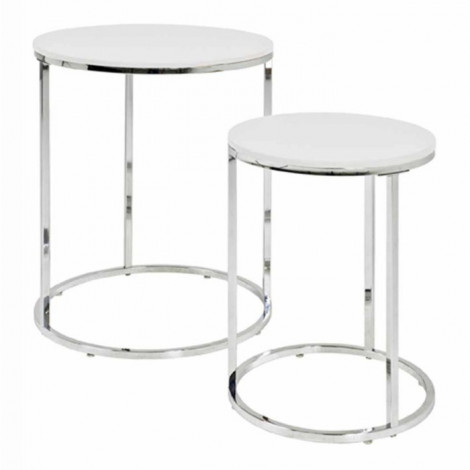 Lot de 2 Tables d'Appoint "Zélie" 40cm Blanc|Table Basse|Paris Prix