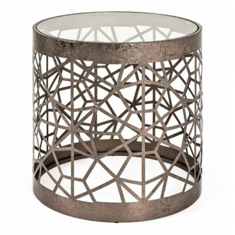 Table d'Appoint Ronde en Verre "Nila" 50cm Bronze|Table Basse|Paris Prix