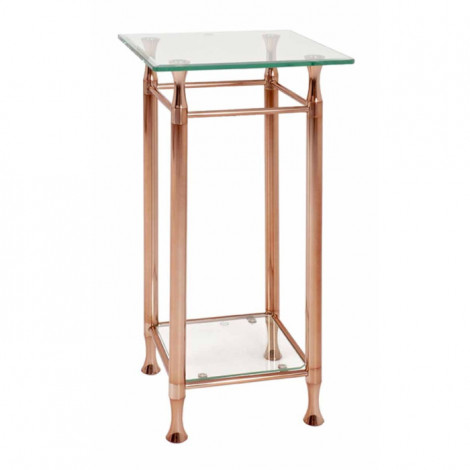 Table d'Appoint Acier & Verre Design "Hyva" 72cm Cuivre|Table Basse|Paris Prix