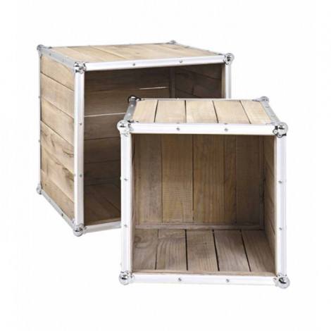 Lot de 2 Tables d'Appoint "Mallette" 47cm Naturel|Table Basse|Paris Prix