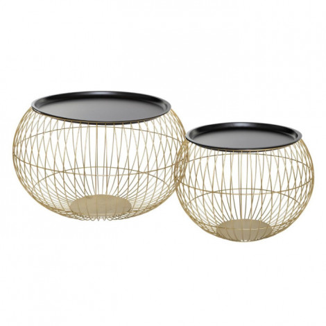 Lot de 2 Tables d'Appoint Design "Alya" 66cm Or|Table Basse|Paris Prix