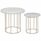 Lot de 2 Tables d'Appoint "Good" 60cm Blanc & Or|Table Basse|Paris Prix