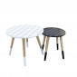Lot de 2 Tables Gigognes "Carreaux" 48cm Blanc & Noir|Table Basse|Paris Prix