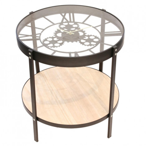 Table d'Appoint Design "Plateau Horloge" 51cm Noir|Table Basse|Paris Prix