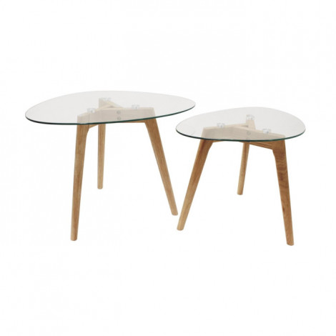 Lot de 2 Tables Gigognes "Trempé" 60cm Transparent|Table Basse|Paris Prix