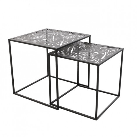 Lot de 2 Tables Gigognes "Havana" 40cm Noir|Table Basse|Paris Prix