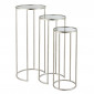 Lot de 3 Tables Gigognes Miroir "Loa" 80cm Argent|Table Basse|Paris Prix
