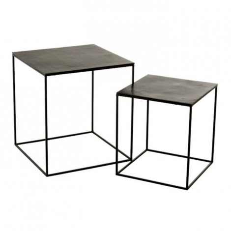 Lot de 2 Tables d'Appoint Gigognes "Oxidize" 55cm Noir|Table Basse|Paris Prix