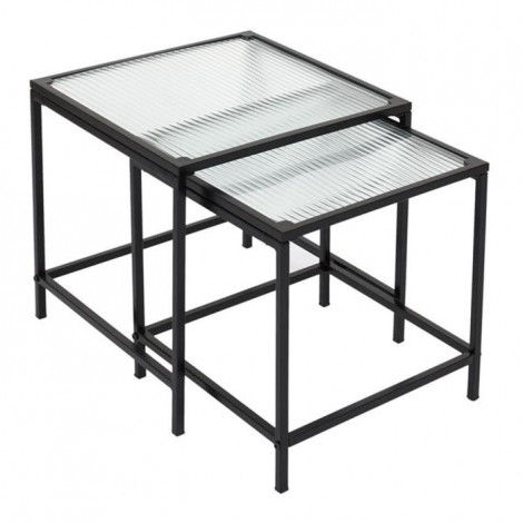 Lot de 2 Tables Gigognes Design "Rosa" 40cm Noir|Table Basse|Paris Prix