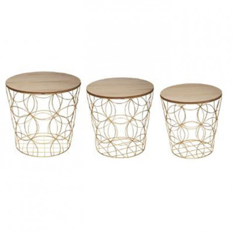 Lot de 3 Tables d'Appoint Design "Kumi" 45cm Or|Table Basse|Paris Prix