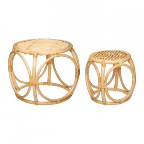 Lot de 2 Tables d'Appoint "Idylle Folk" 58cm Naturel|Table Basse|Paris Prix
