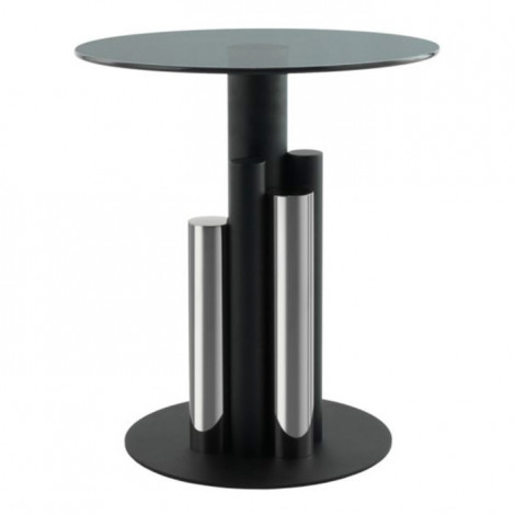Table d'Appoint Design "Paula" 50cm Argent & Gris|Table Basse|Paris Prix