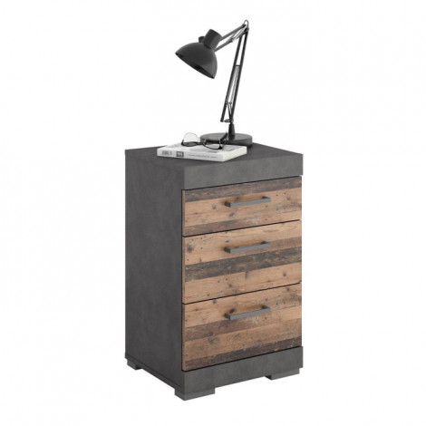 Table d'Appoint 3 Tiroirs Design "Cazeg" 64cm Chêne|Table Basse|Paris Prix