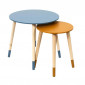 Lot de 2 Tables Gigognes "Relief Bicolore" 48cm Bleu & Jaune|Table Basse|Paris Prix