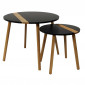 Lot de 2 Tables Gigognes "Relief Bicolore" 60cm Noir|Table Basse|Paris Prix