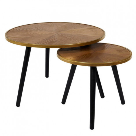 Lot de 2 Tables Gigognes "Felix" 40cm Naturel & Noir|Table Basse|Paris Prix