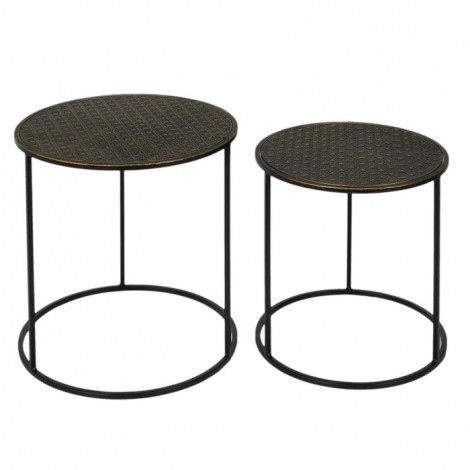 Lot de 2 Tables Gigognes "Mirage" 40cm Noir & Or|Table Basse|Paris Prix
