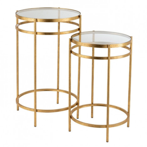 Lot de 2 Tables d'Appoint Design "Laure" 66cm Or|Table Basse|Paris Prix